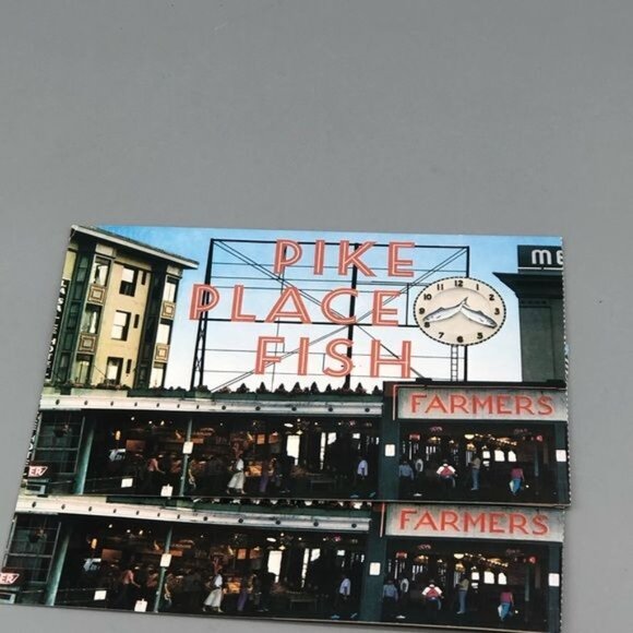 vintage set of 5 post cards San Fransico bridge pike place fish farmers READ - Picture 2 of 10